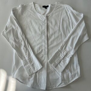 J.Crew Women's White Blouse w/ Gold Trim 100% cotton Size S Excellent Condition